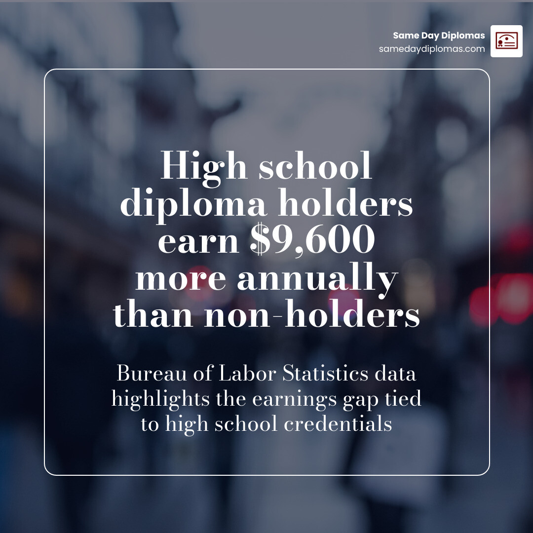 Stat: High school diploma holders earn $9,600 more annually than non-holders - buy high school transcript replica