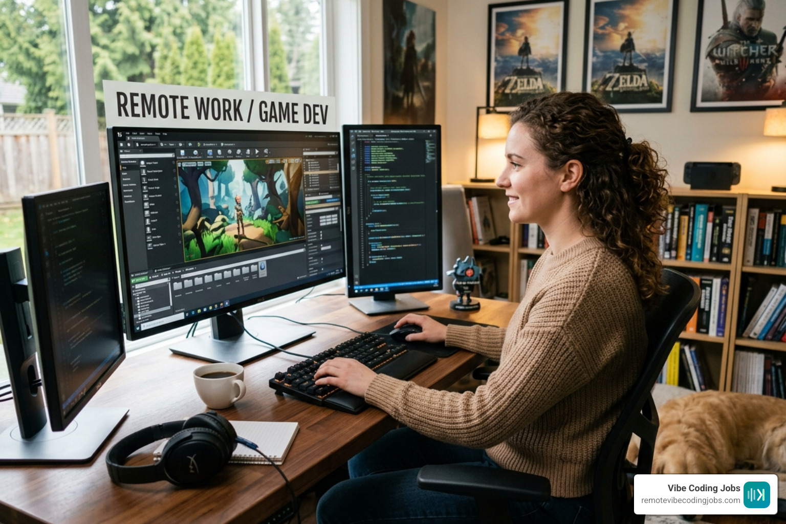 AI-assisted code generation showing a developer using a prompt to build a game mechanic - remote game development jobs
