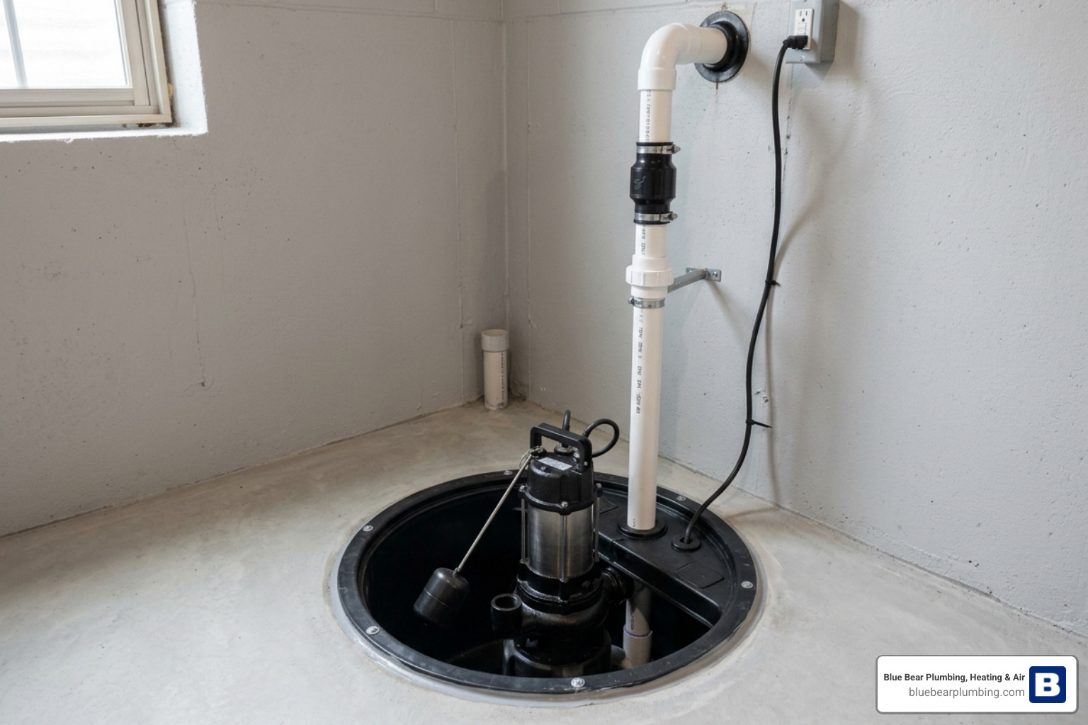 submersible sump pump in a clean basin with discharge pipe - how a sump pump protects against basement flooding submersible sump pump in a clean basin with discharge pipe - how a sump pump protects against basement flooding