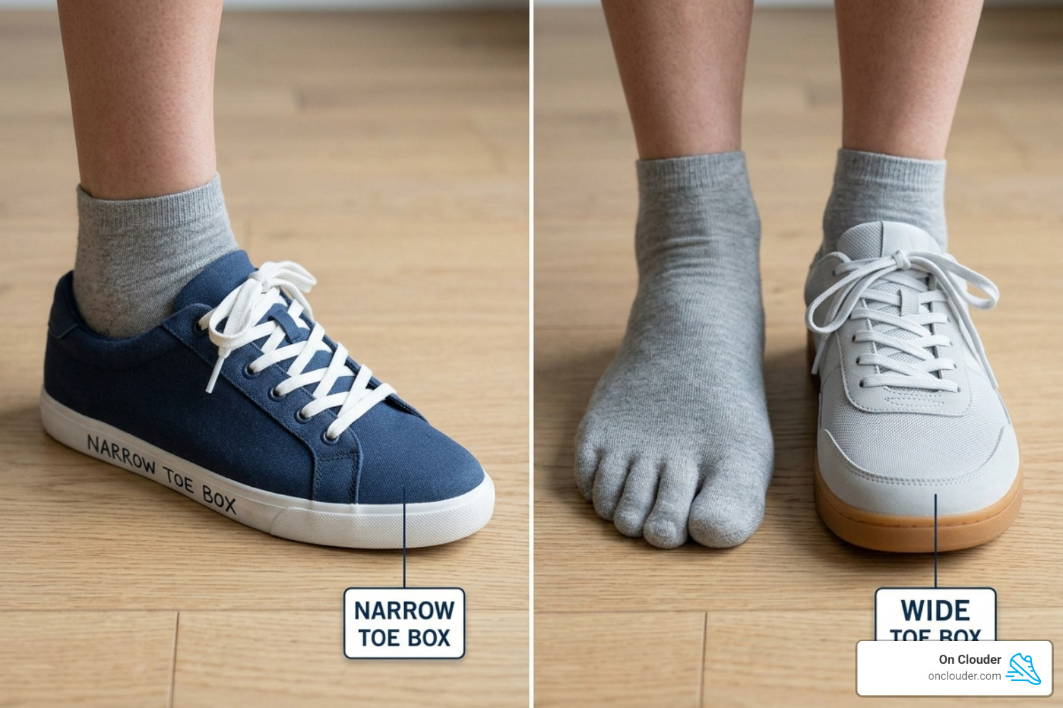 Wide toe box vs narrow toe box comparison - best walking shoes for diabetic