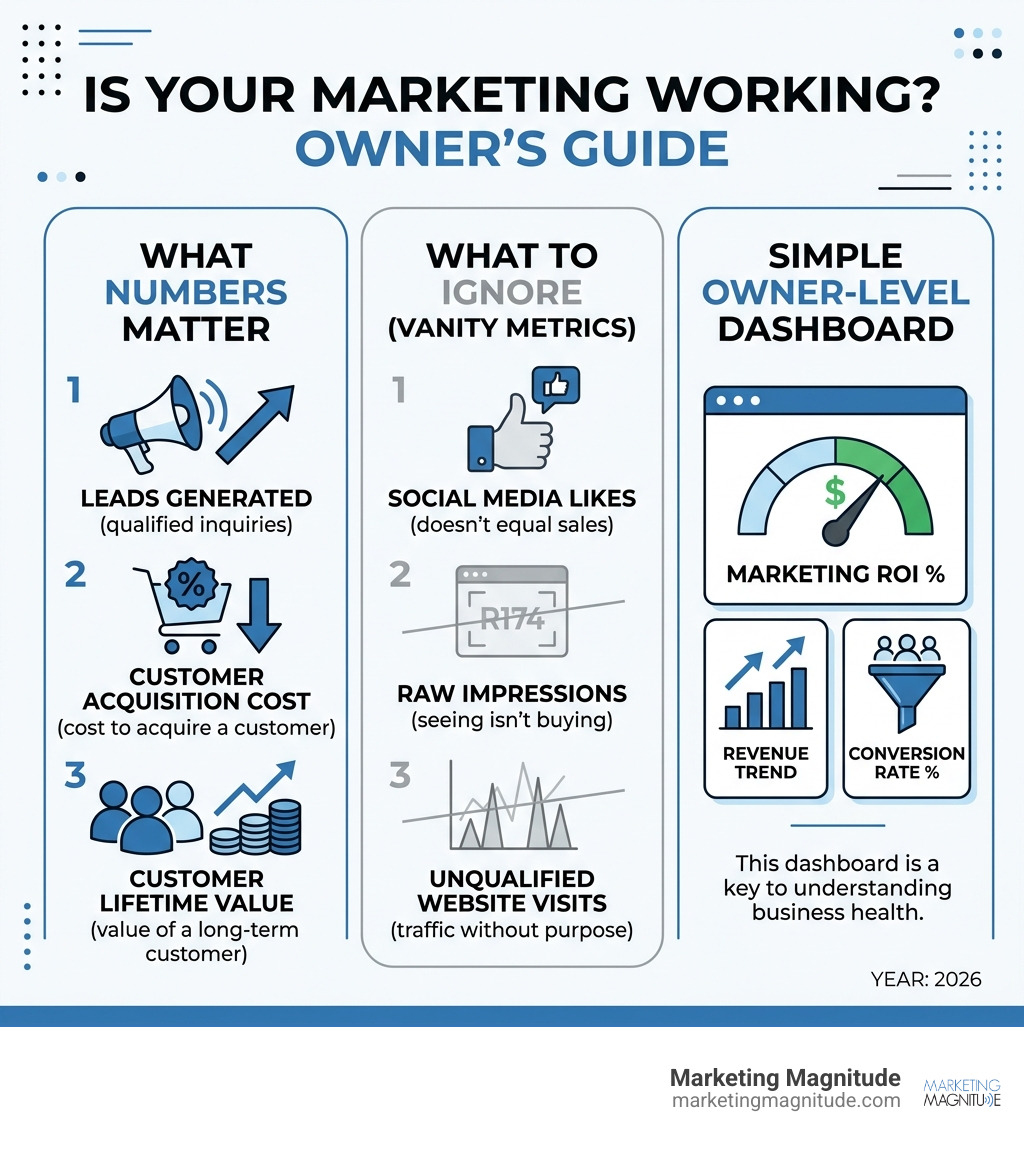 5-metric marketing framework infographic: Revenue, CAC, Conversion Rate, Traffic, Repeat Rate with benchmarks - “How to Know 5-metric marketing framework infographic: Revenue, CAC, Conversion Rate, Traffic, Repeat Rate with benchmarks - “How to Know