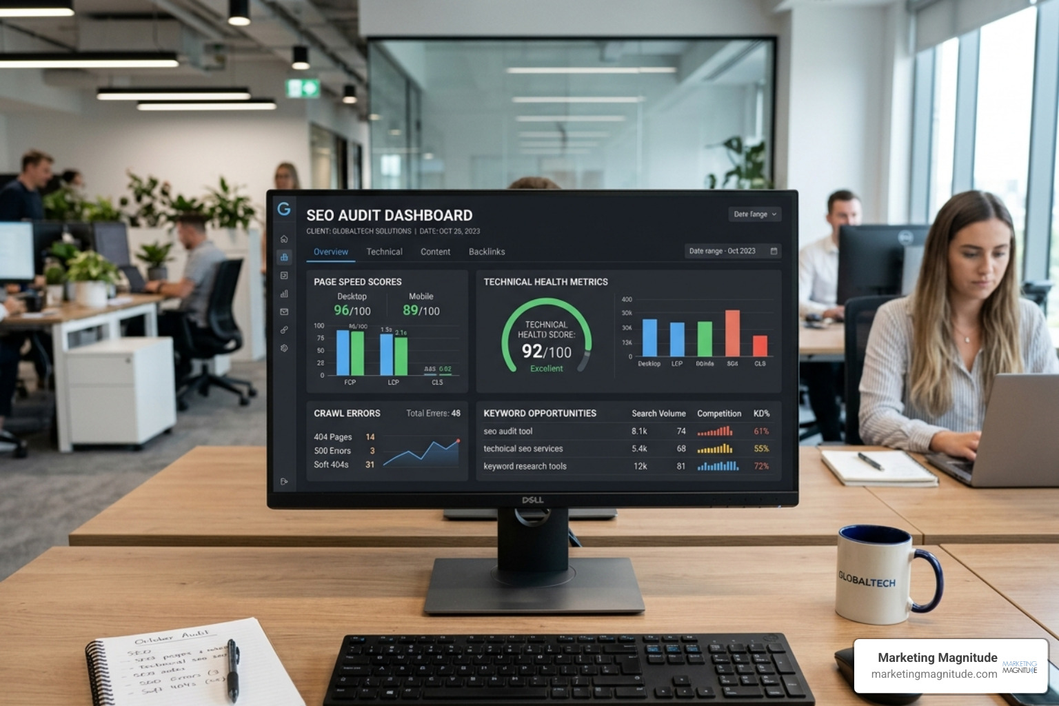 SEO audit dashboard showing technical health and keyword opportunities - search engine optimization services seo SEO audit dashboard showing technical health and keyword opportunities - search engine optimization services seo