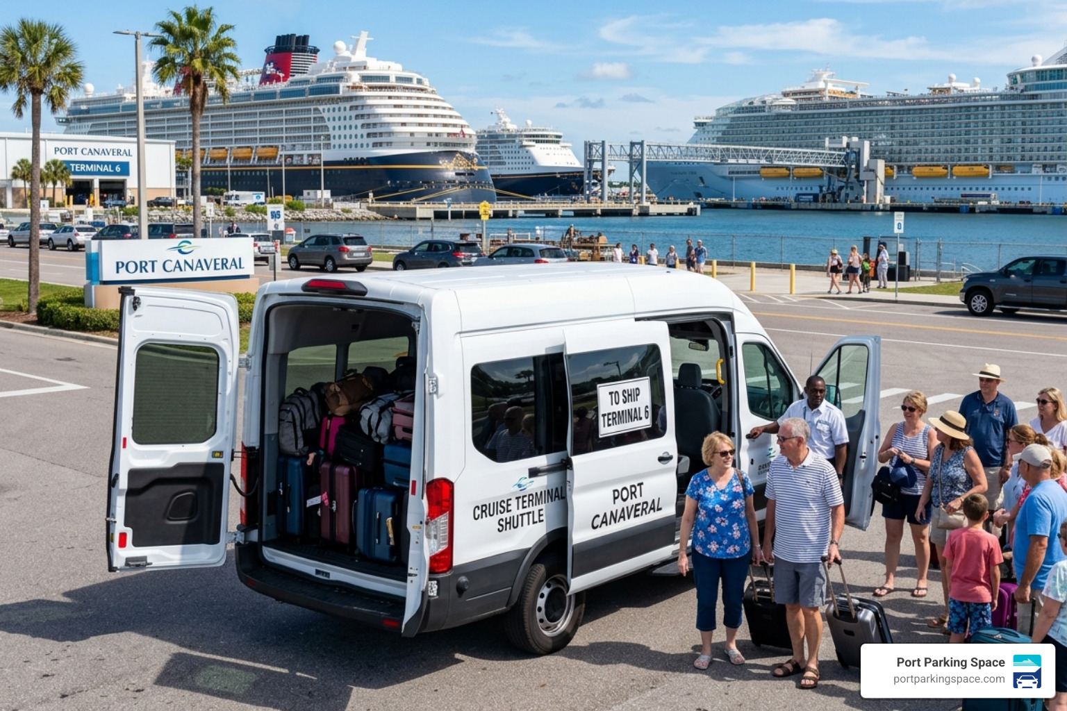 shuttle vehicle prepared for cruise passengers at Port Canaveral - shuttle service port canaveral shuttle vehicle prepared for cruise passengers at Port Canaveral - shuttle service port canaveral