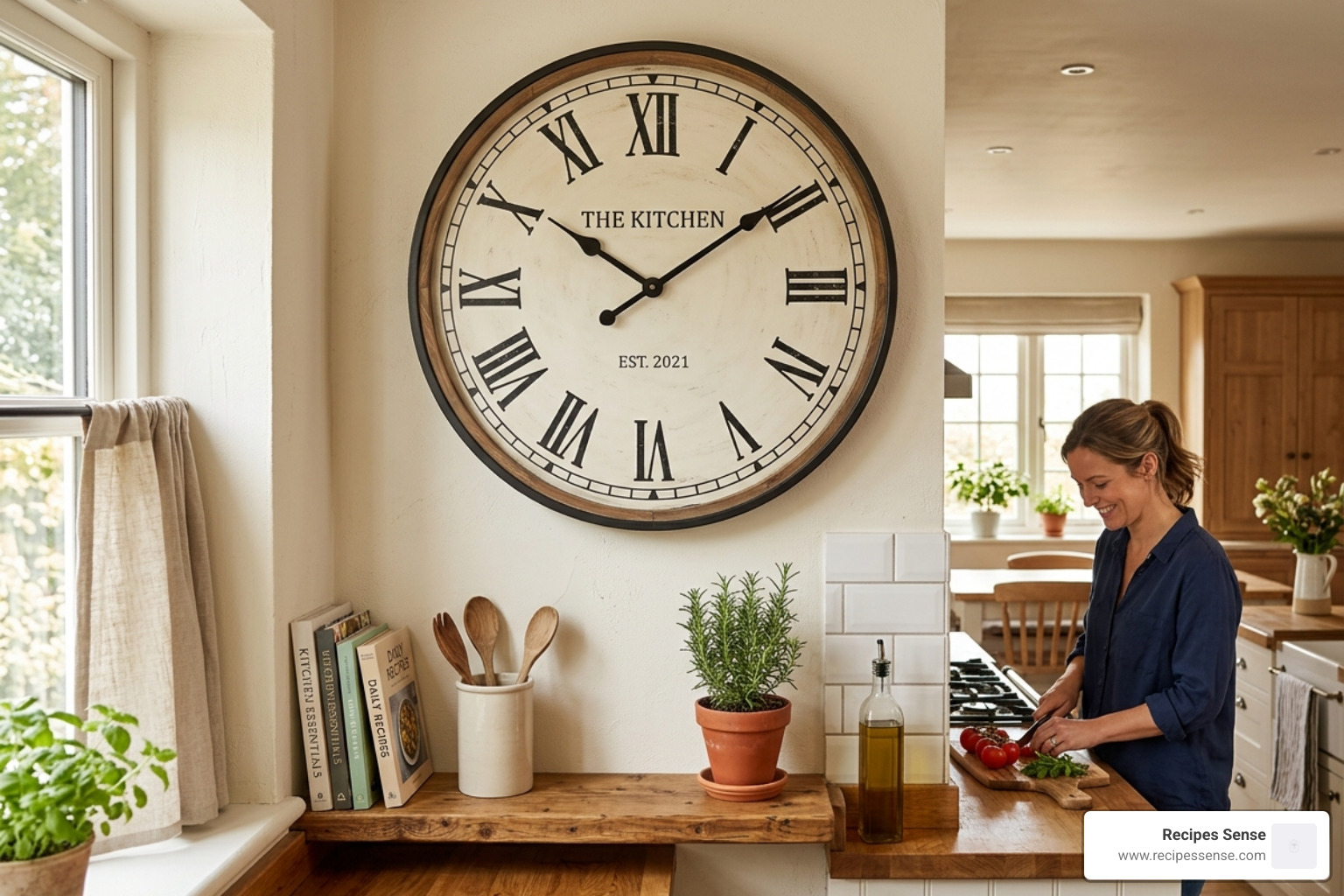 retro wall clock with French chef design - relógio parede cozinha grande