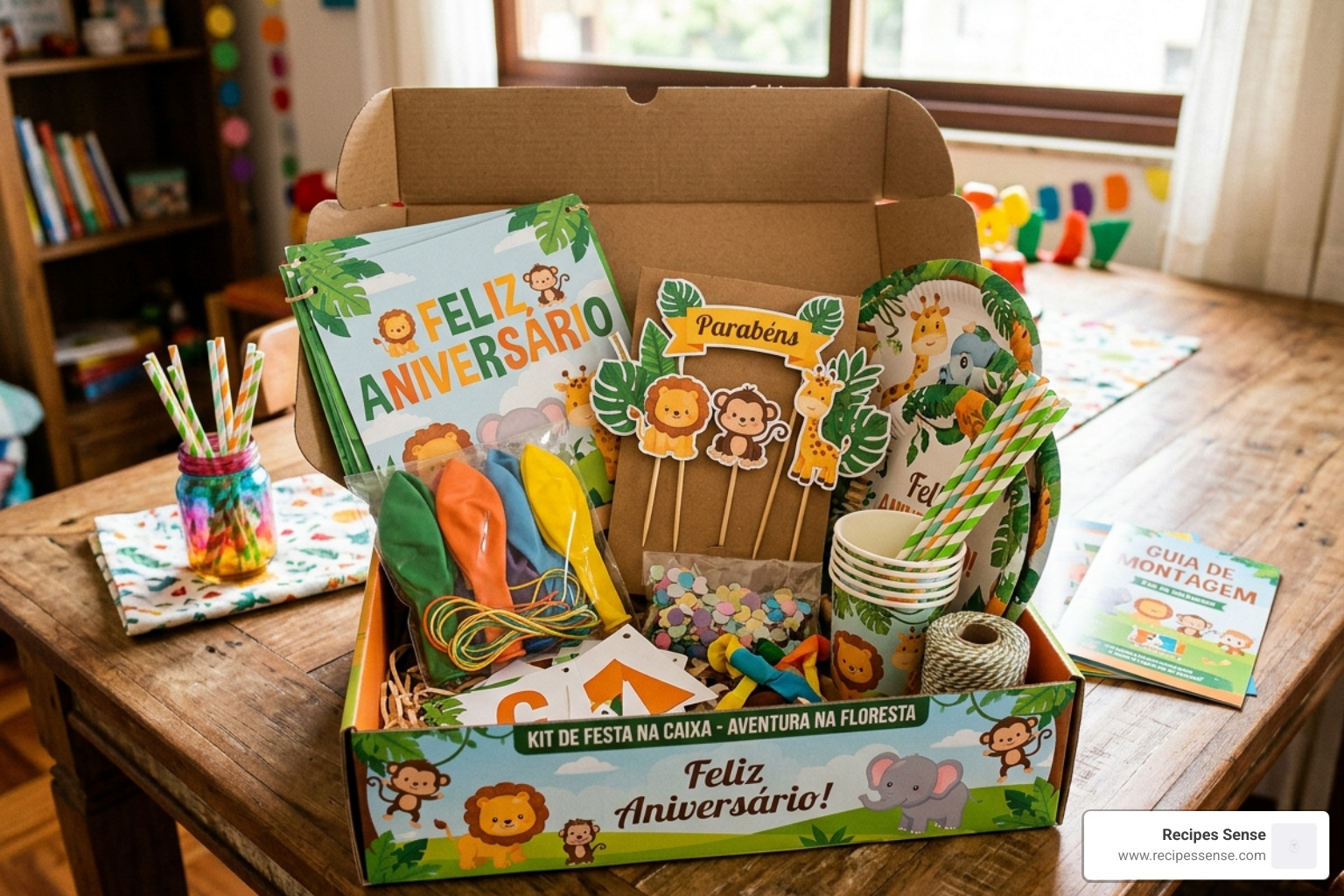kit de festa na caixa pronto para montar - decorações de festa infantil