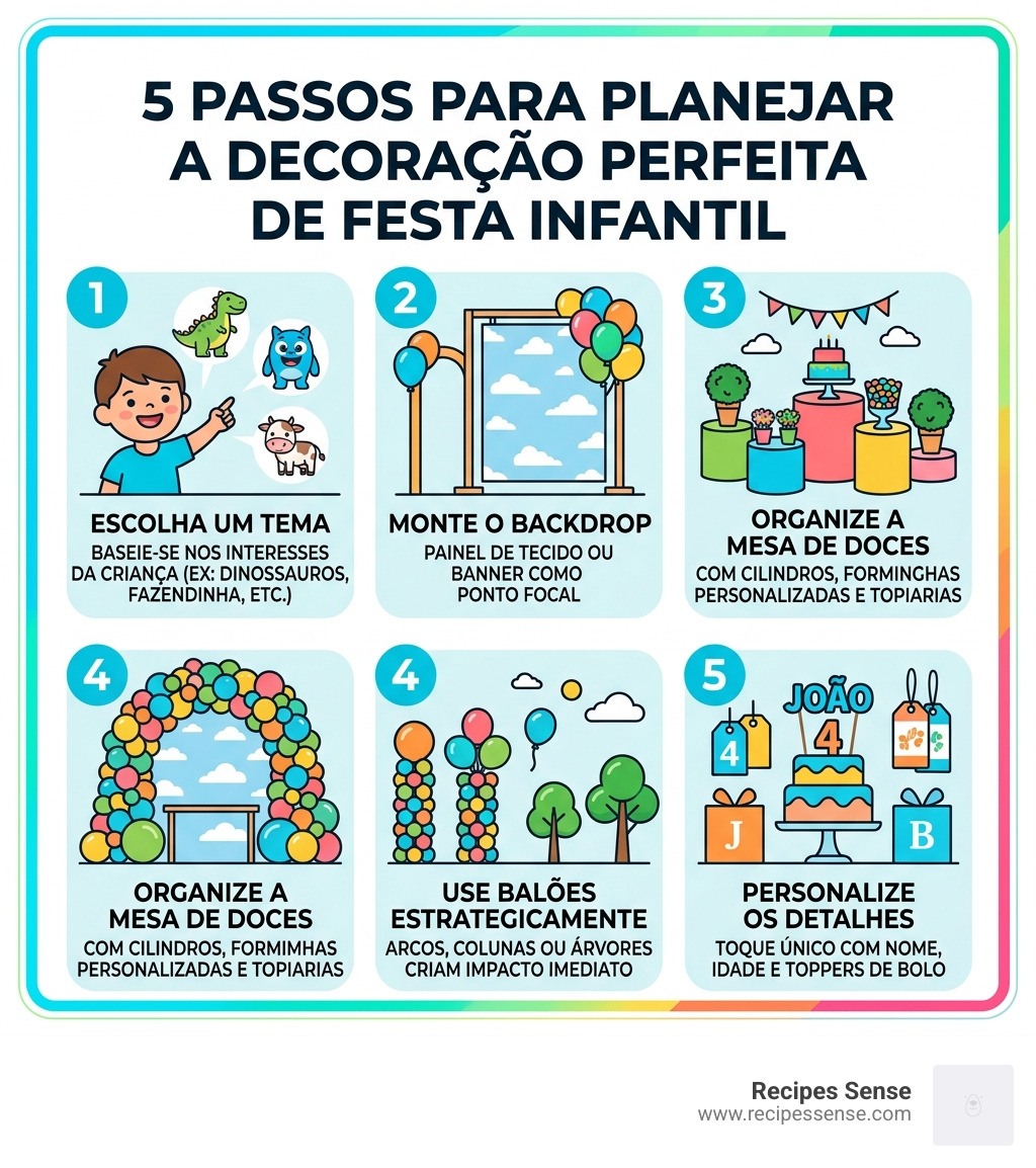 5 passos para planejar a decoração perfeita de festa infantil - decorações de festa infantil infographic 