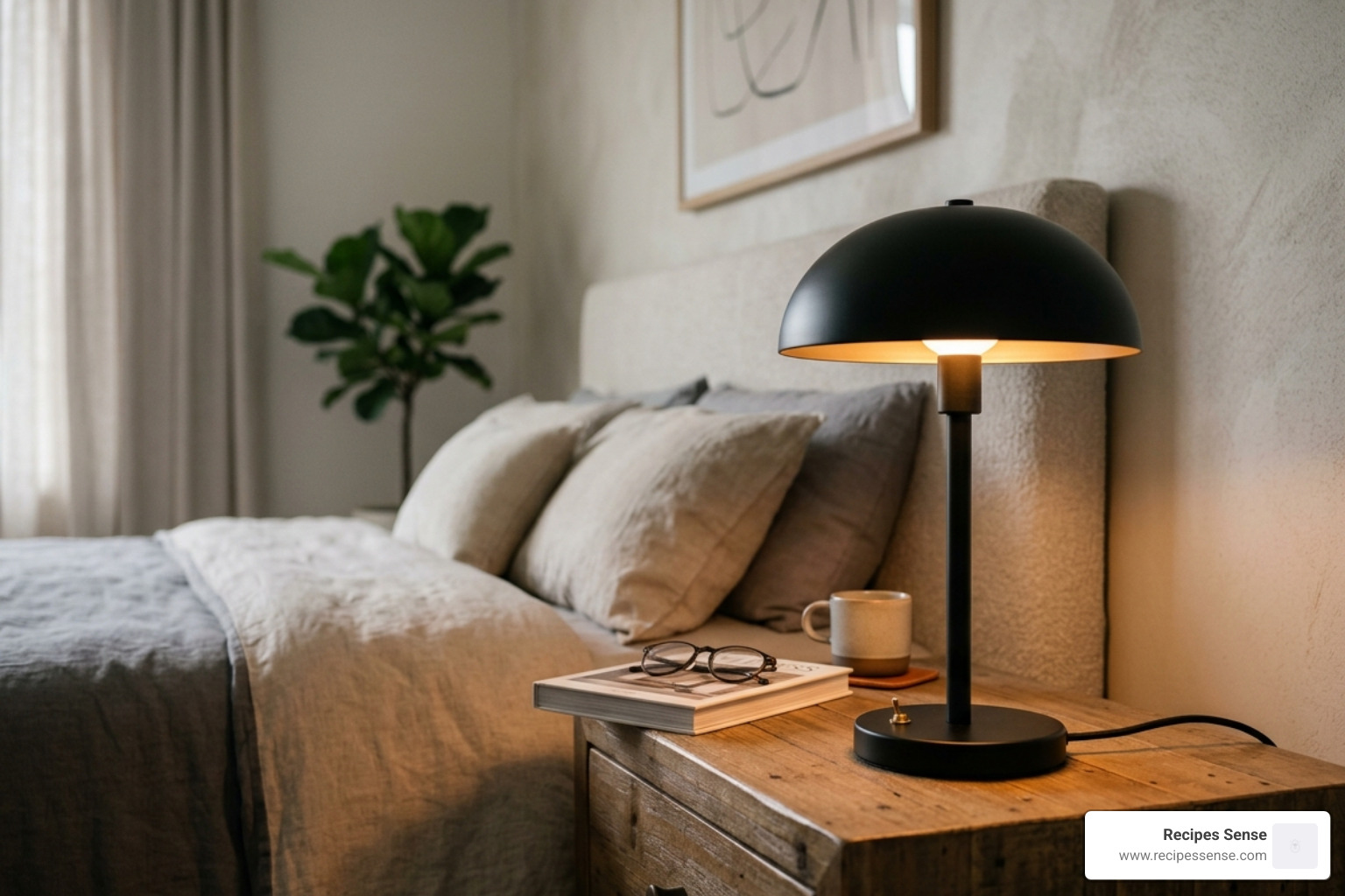 minimalist mushroom style lamp in black aluminum for bedside decor - abajur mesa cabeceira moderno