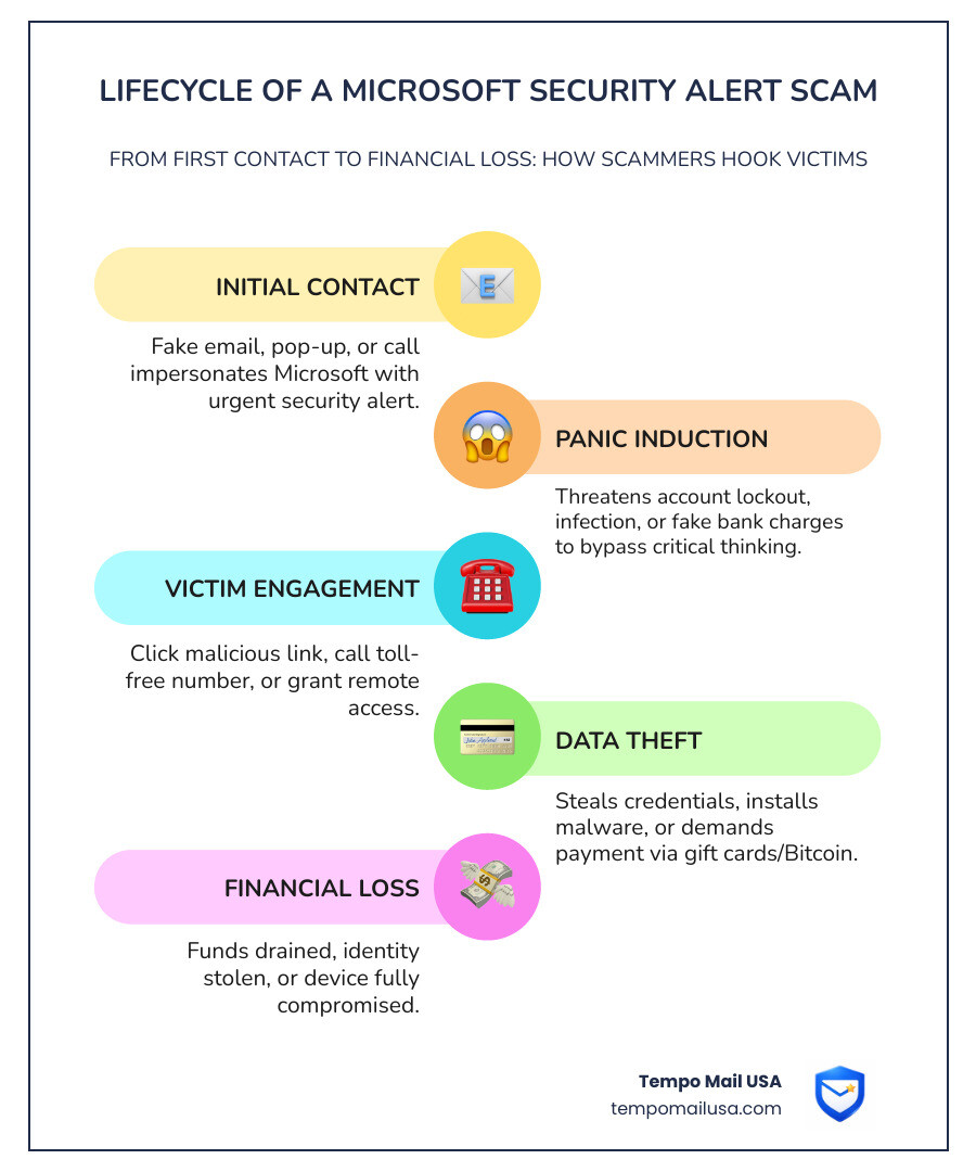 Lifecycle of a Microsoft security alert scam from first contact to financial loss - microsoft security alert scam Lifecycle of a Microsoft security alert scam from first contact to financial loss - microsoft security alert scam
