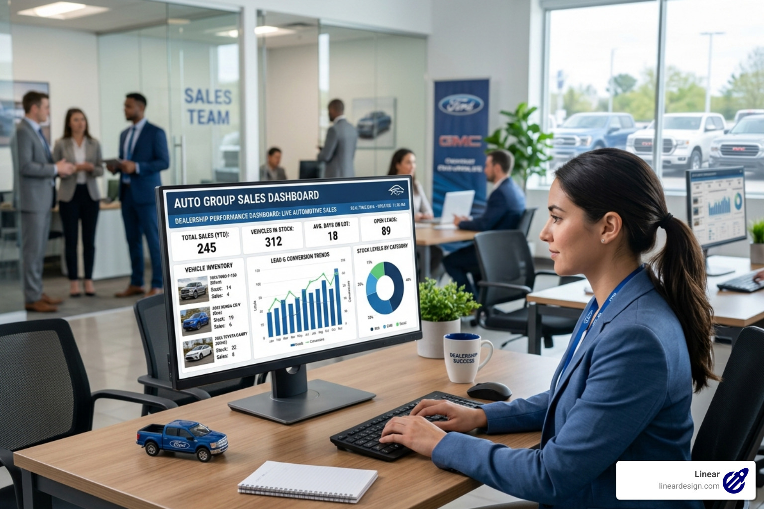 digital marketing dashboard showing real-time automotive inventory sales - automotive facebook ad agency