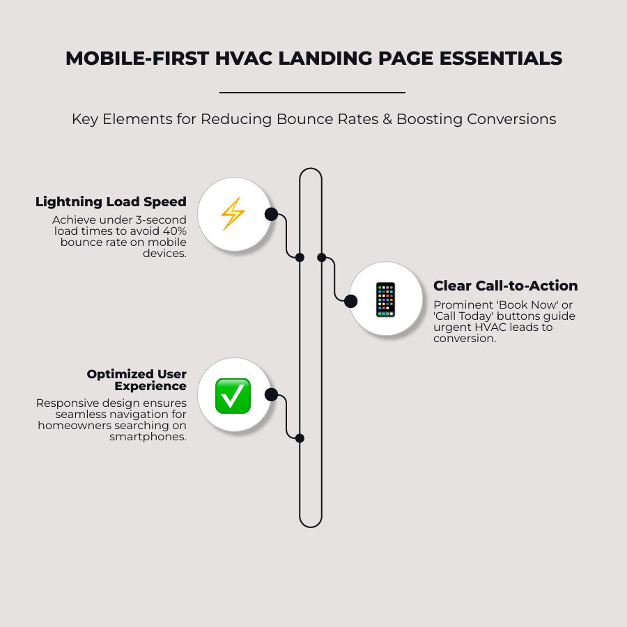 High-converting HVAC landing page layout infographic - HVAC online advertising infographic