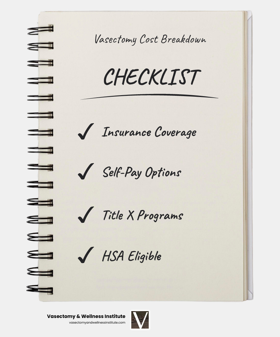 Infographic outlining the steps for insurance verification for a vasectomy - low cost vasectomy infographic