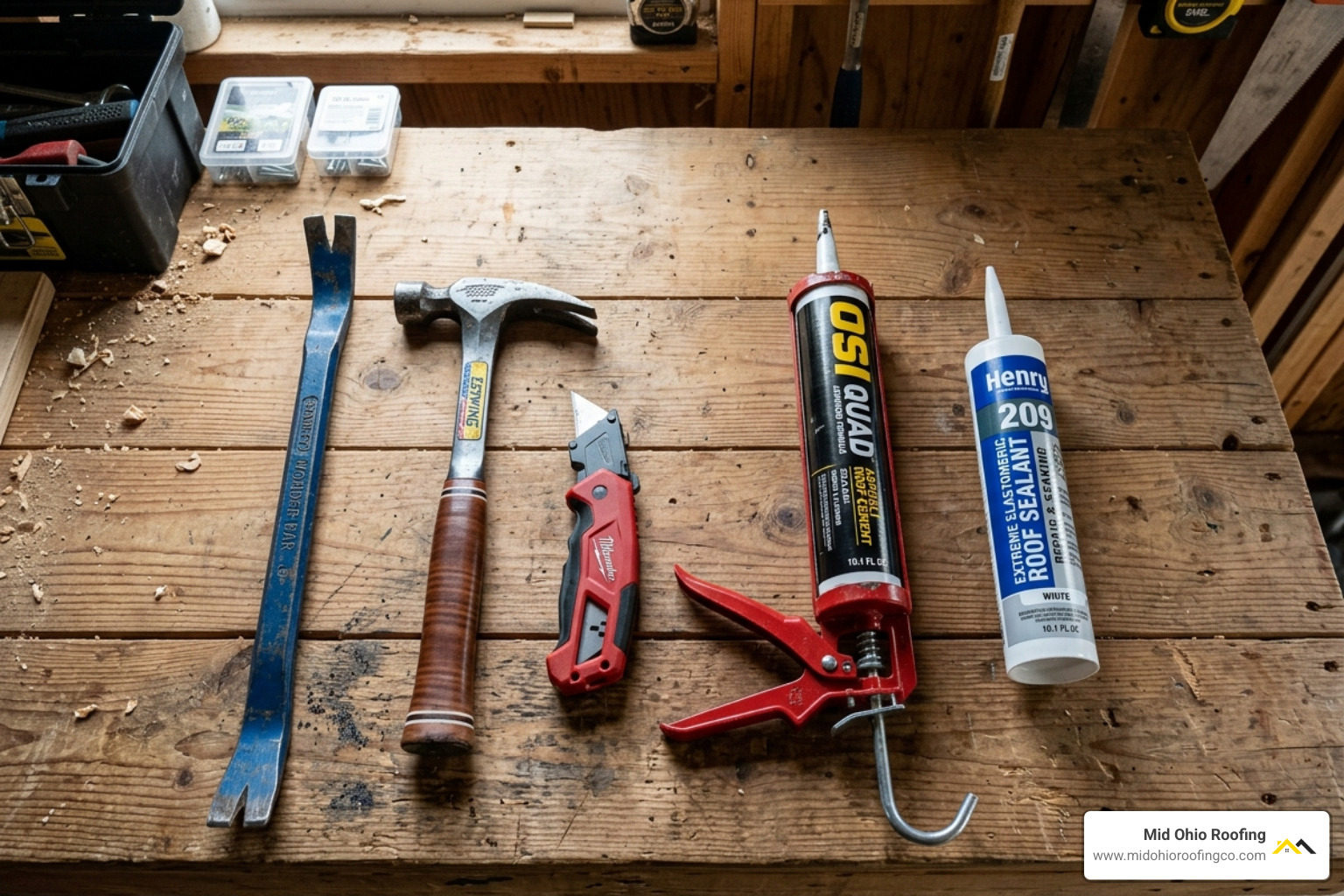 essential roofing tools including flat pry bar roofing hammer and sealant - asphalt shingle roof repair essential roofing tools including flat pry bar roofing hammer and sealant - asphalt shingle roof repair