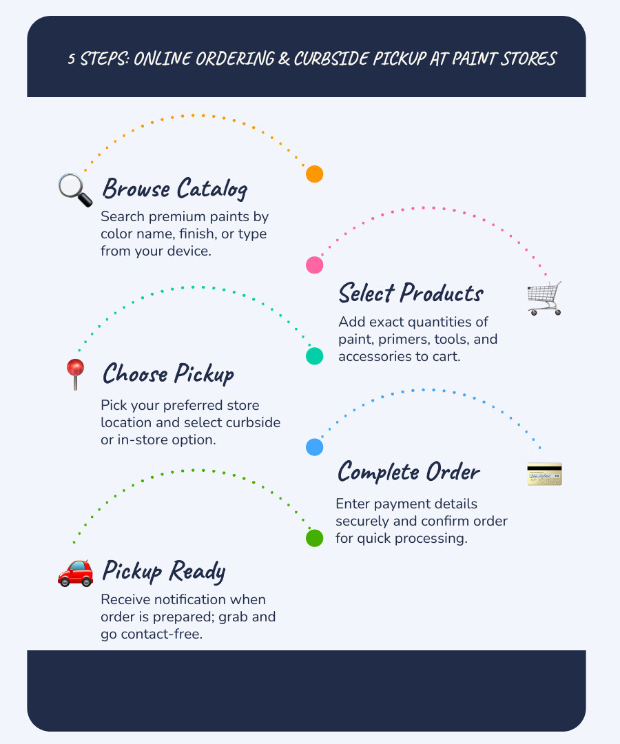 Infographic showing the steps of online ordering and curbside pickup process - benjamin moore paint store rhode island