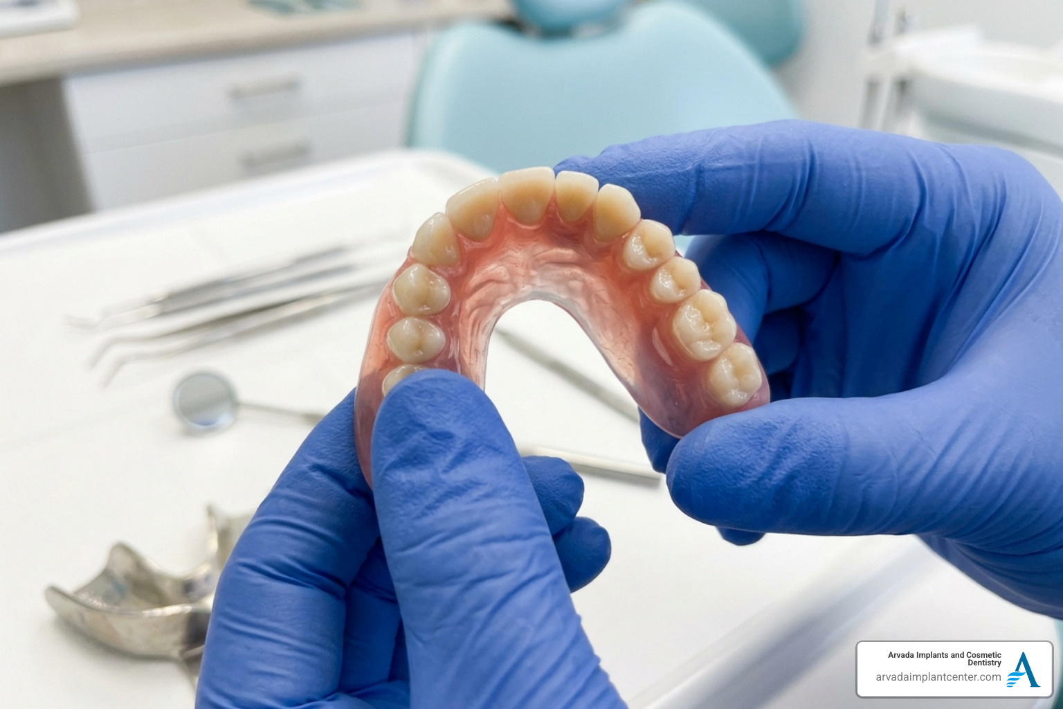 A Valplast flexible partial denture being bent to show its durability and flexibility - flexible partial dentures A Valplast flexible partial denture being bent to show its durability and flexibility - flexible partial dentures