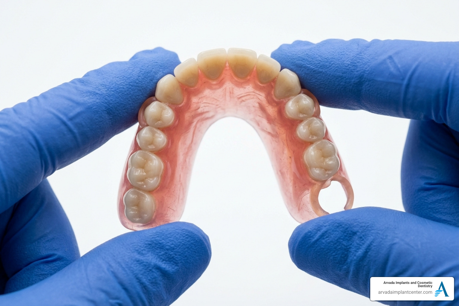 flexible partial denture being bent to show its thermoplastic properties - partial dentures