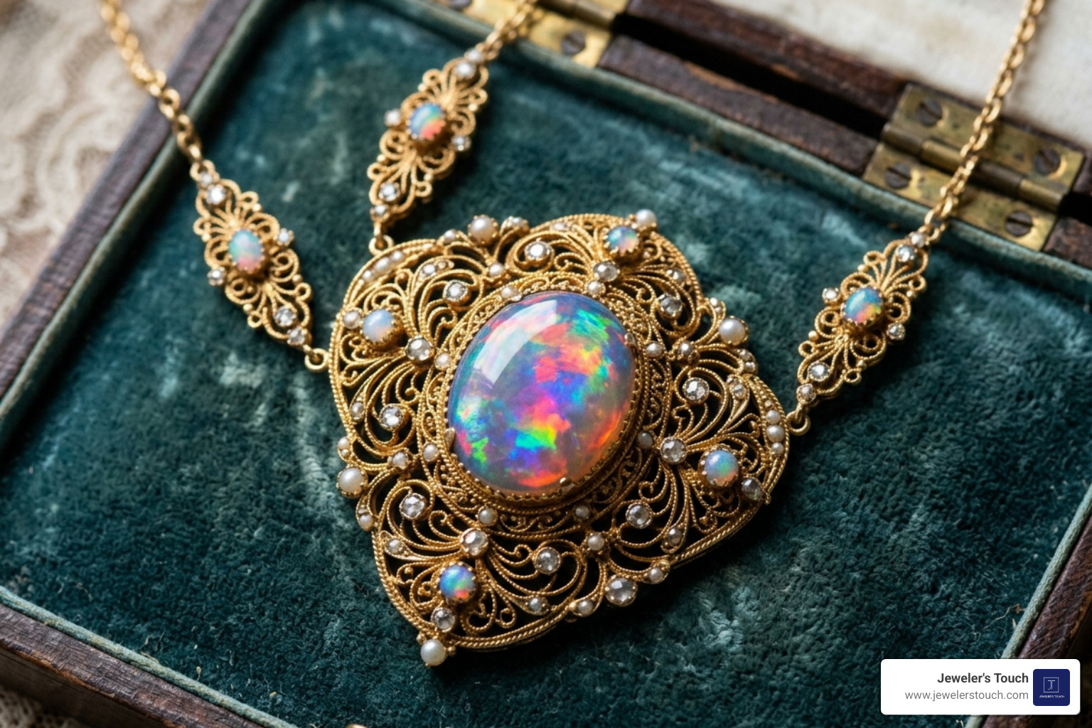Victorian-era opal jewelry featuring intricate gold work and vibrant play-of-color - opal birthstone Victorian-era opal jewelry featuring intricate gold work and vibrant play-of-color - opal birthstone
