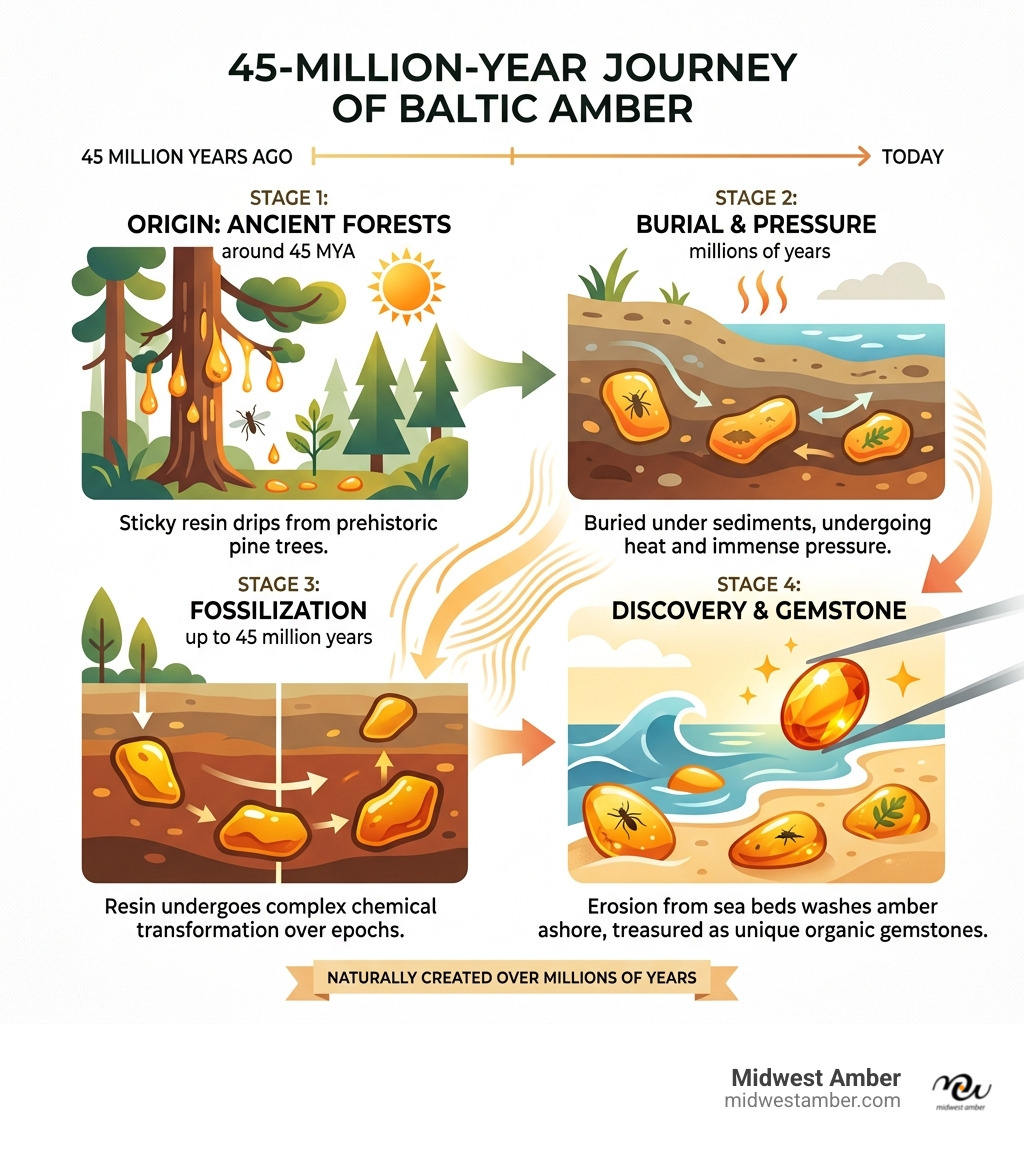 Infographic: 45-million-year journey from pine tree resin to fossilized Baltic amber gemstone - is amber a precious stone