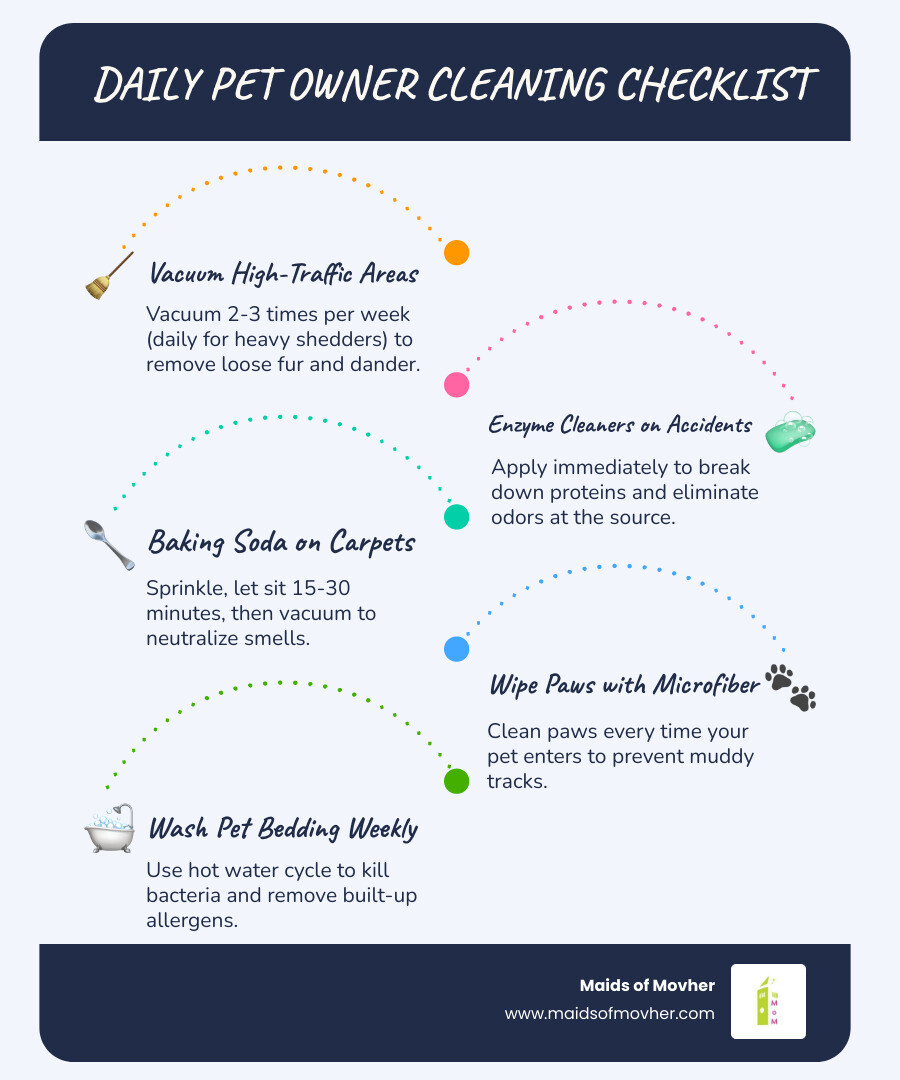 Daily pet owner cleaning checklist infographic for Spokane homes - cleaning tips for pet owners infographic Daily pet owner cleaning checklist infographic for Spokane homes - cleaning tips for pet owners infographic