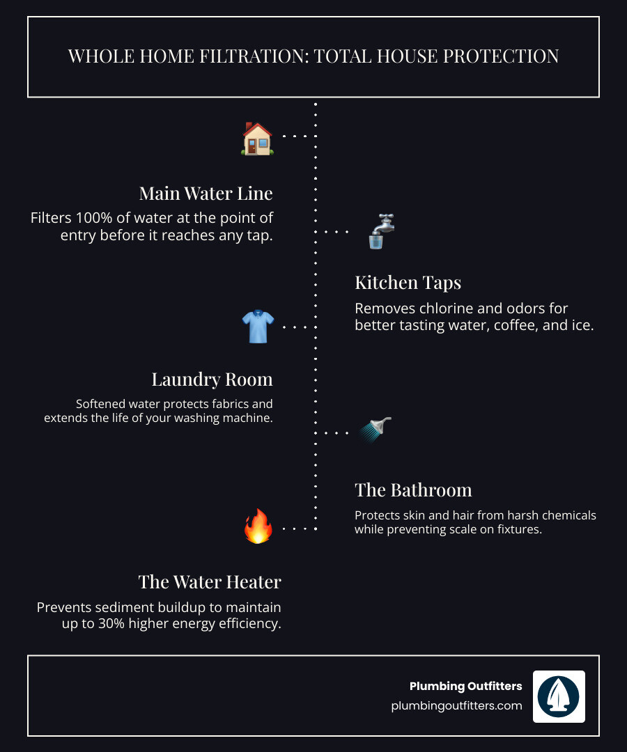 Infographic showing water distribution throughout a house from the main line to the kitchen, laundry, and bathrooms - is Infographic showing water distribution throughout a house from the main line to the kitchen, laundry, and bathrooms - is