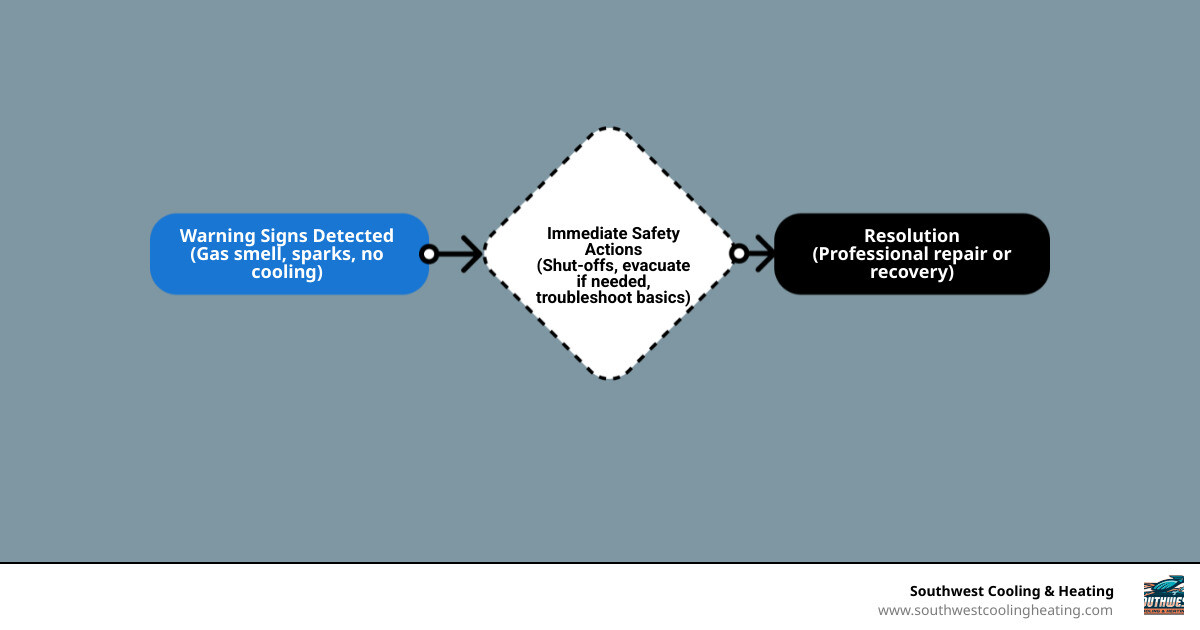 HVAC emergency response cycle infographic from warning signs to seasonal prep and professional service - how to prepare for HVAC emergency response cycle infographic from warning signs to seasonal prep and professional service - how to prepare for