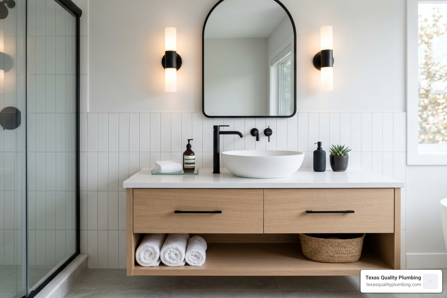 luxury bathroom vanity with modern matte black hardware and a sleek vessel sink - how upgrading fixtures improves function luxury bathroom vanity with modern matte black hardware and a sleek vessel sink - how upgrading fixtures improves function