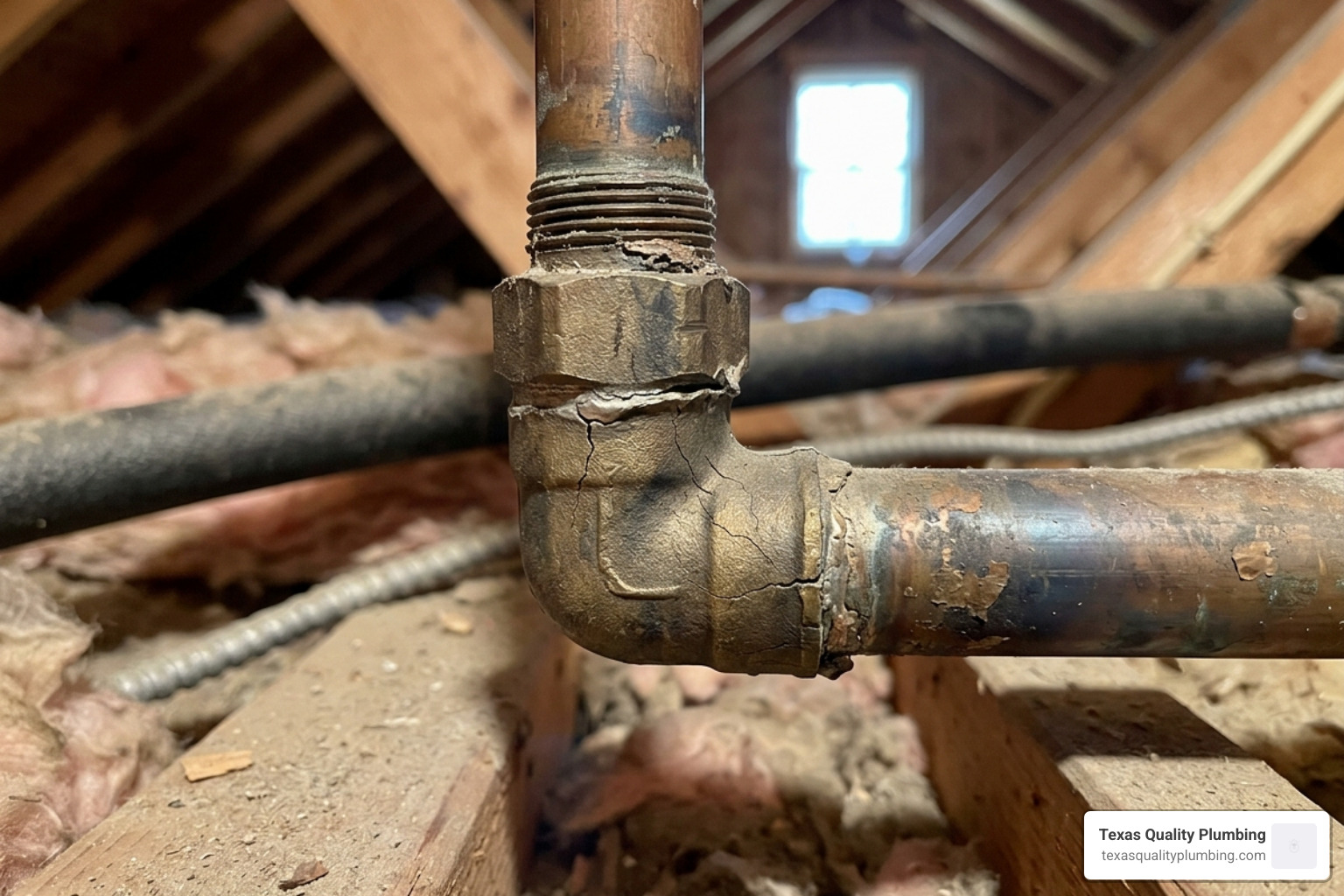 Close-up of a metal pipe joint showing signs of stress and expansion due to high heat - how texas extreme heat affects your Close-up of a metal pipe joint showing signs of stress and expansion due to high heat - how texas extreme heat affects your