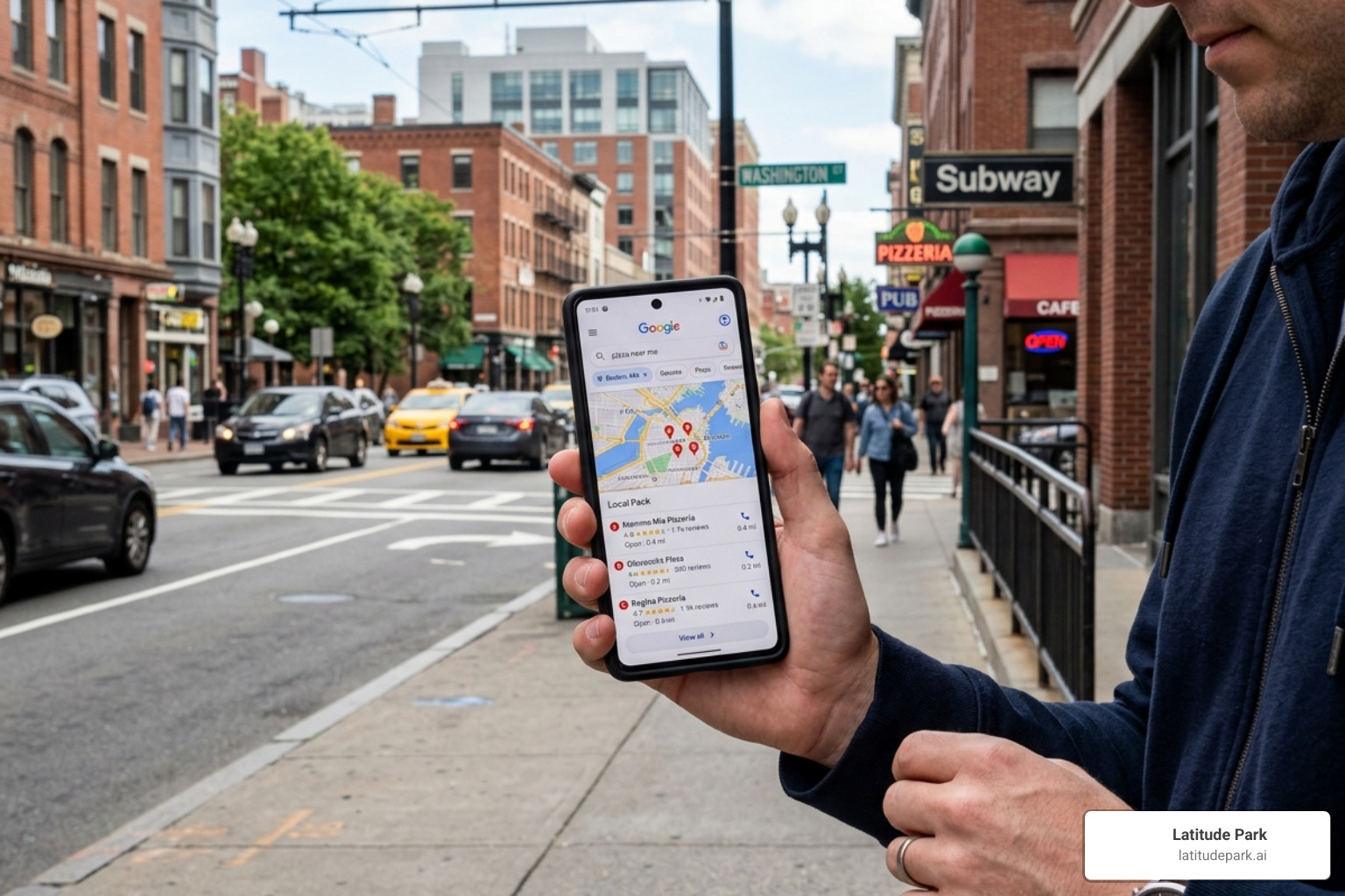 Mobile user searching for local services with map results appearing - franchise website optimization Mobile user searching for local services with map results appearing - franchise website optimization