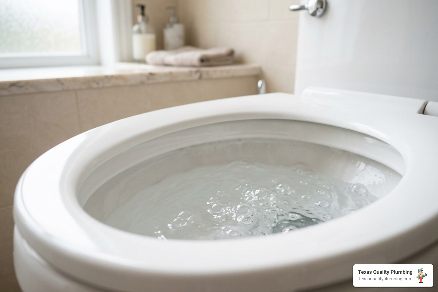 a close up of a toilet bowl with air bubbles rising to the surface - signs your drains need professional cleaning a close up of a toilet bowl with air bubbles rising to the surface - signs your drains need professional cleaning