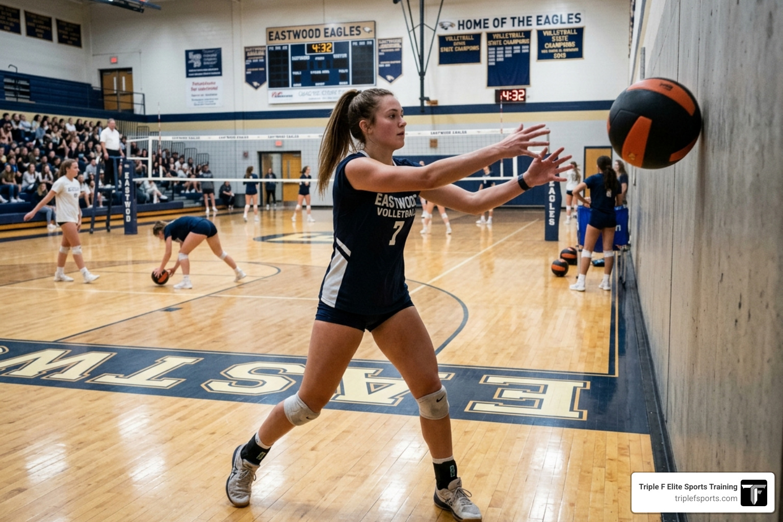 high school volleyball athlete performing a medicine ball rotational throw for power - high school volleyball strength high school volleyball athlete performing a medicine ball rotational throw for power - high school volleyball strength