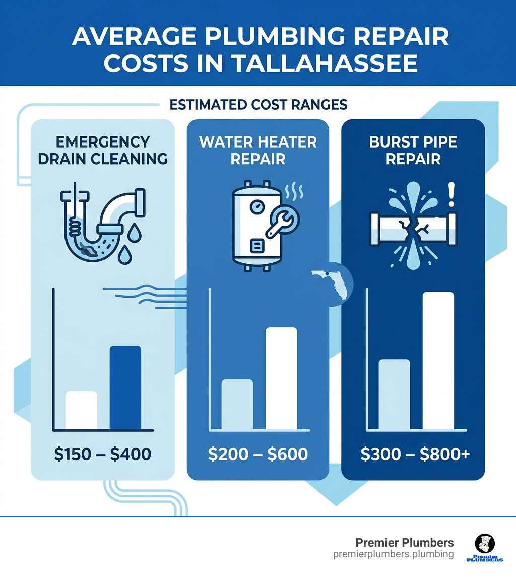Comparison of average plumbing repair costs in Tallahassee - emergency plumber tallahassee fl infographic 