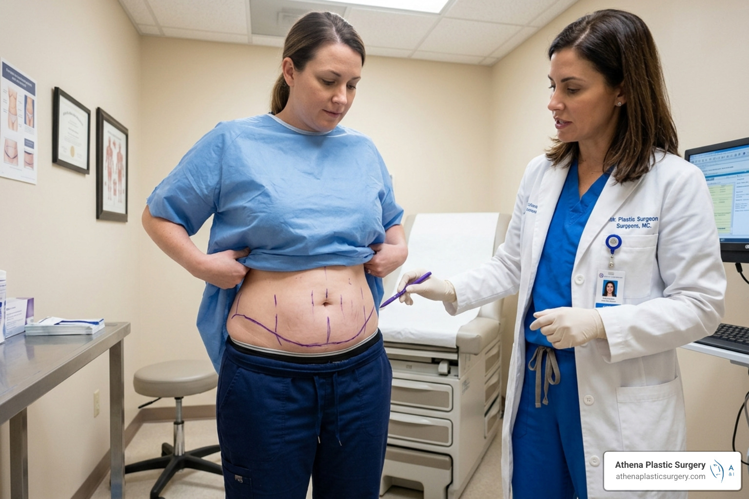 strategic tummy tuck incision placement along the bikini line - good tummy tuck scar