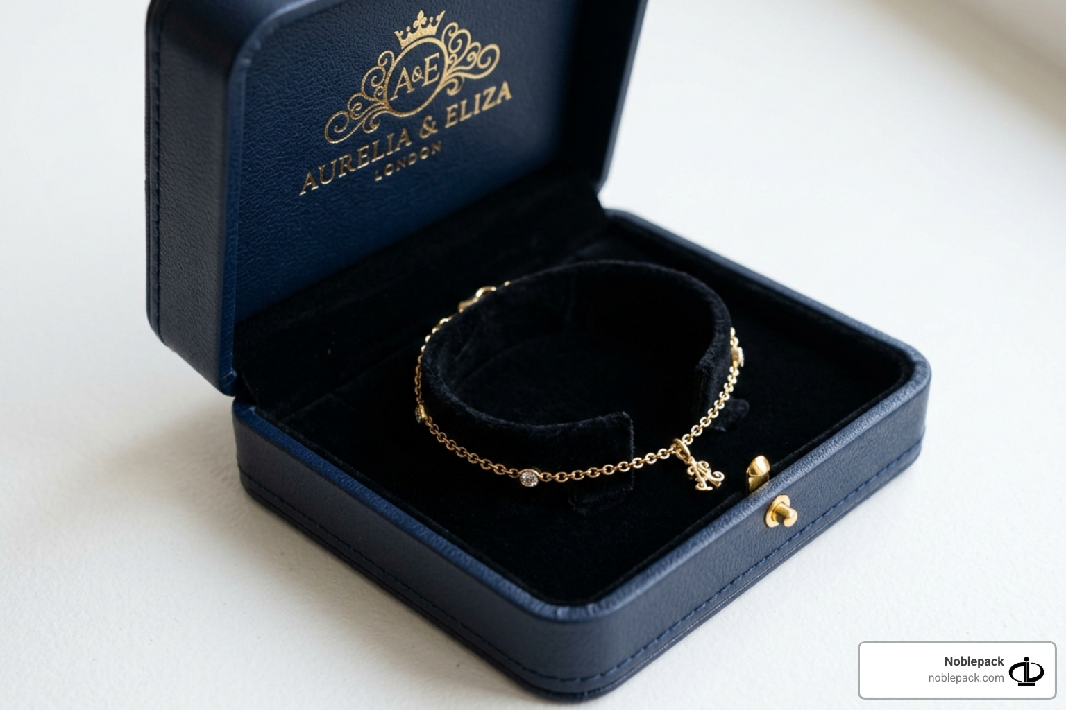 logo hot stamping on a luxury leatherette bracelet box - bracelet boxes wholesale