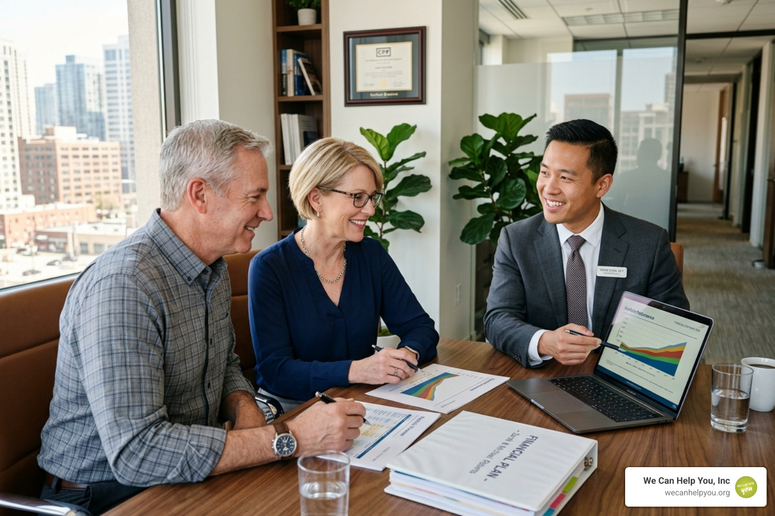 A professional financial consultation between an advisor and a couple - Retirement planning experts A professional financial consultation between an advisor and a couple - Retirement planning experts
