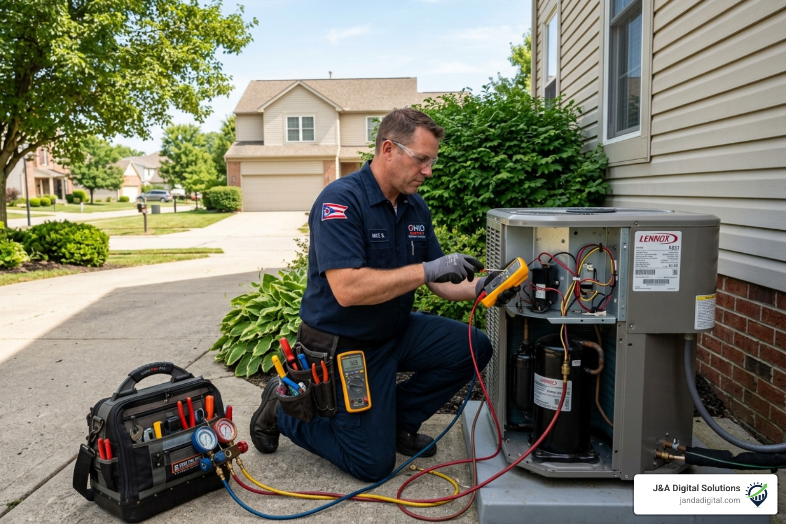 Professional HVAC technician working on a local repair job - local lead gen business Professional HVAC technician working on a local repair job - local lead gen business