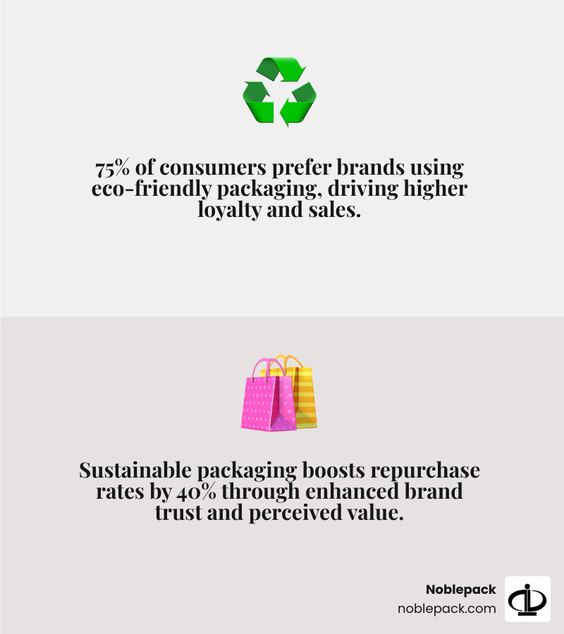 Statistic showing that 75% of consumers prefer brands with eco-friendly packaging - custom jewelry pouches infographic Statistic showing that 75% of consumers prefer brands with eco-friendly packaging - custom jewelry pouches infographic