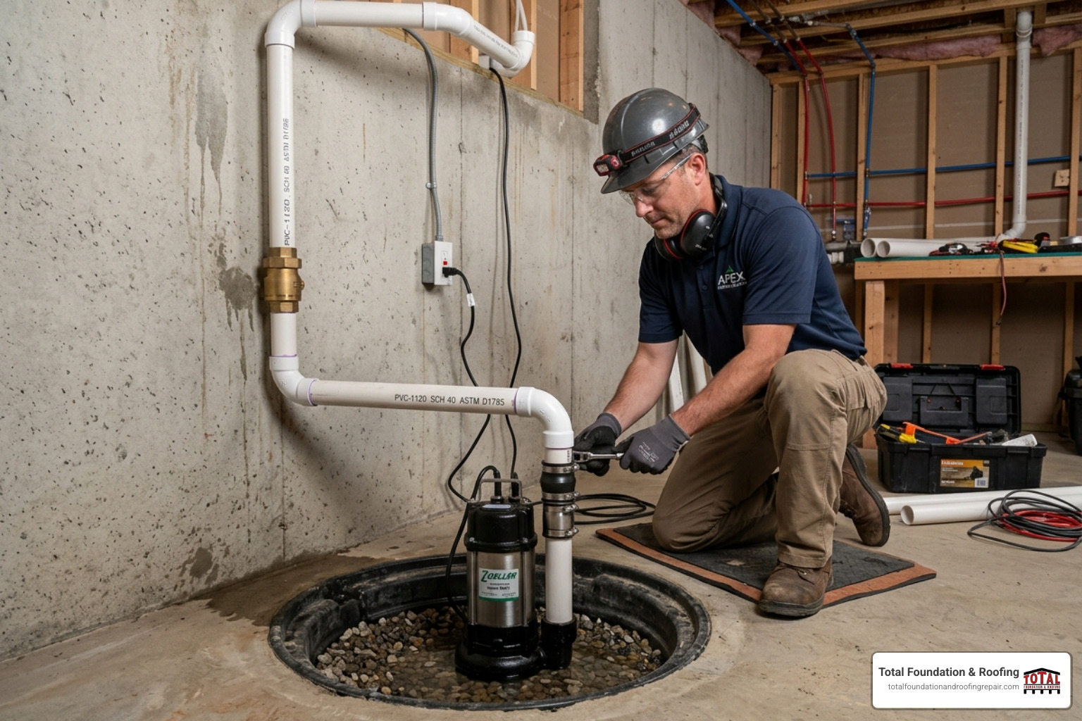 Installation of a high-capacity sump pump system in a basement - foundation waterproofing contractor Fredericksburg Installation of a high-capacity sump pump system in a basement - foundation waterproofing contractor Fredericksburg