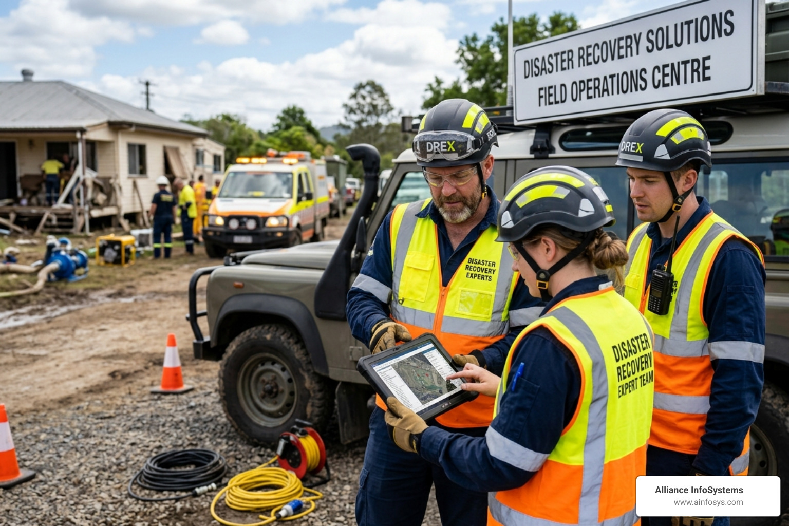 High-tech command center monitoring emergency response operations - disaster recovery experts High-tech command center monitoring emergency response operations - disaster recovery experts