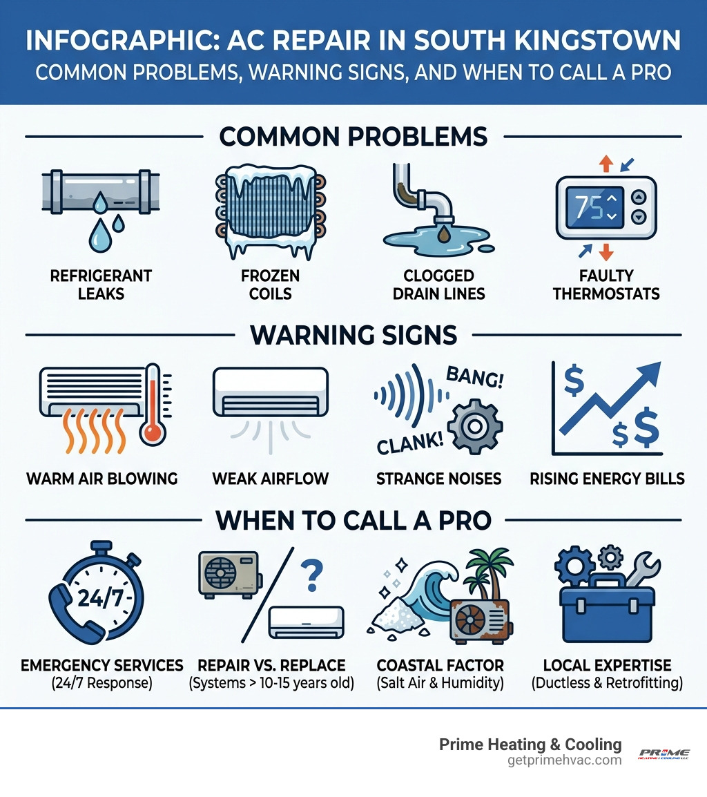 Infographic: AC repair in South Kingstown — common problems, warning signs, and when to call a pro - AC Repair in South