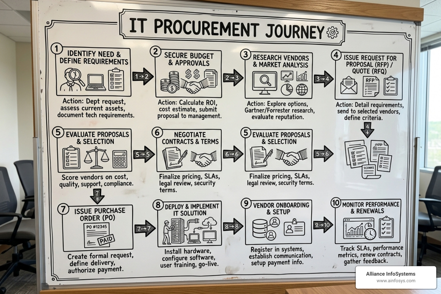 Step-by-step flowchart of the IT procurement journey - it procurement process Step-by-step flowchart of the IT procurement journey - it procurement process