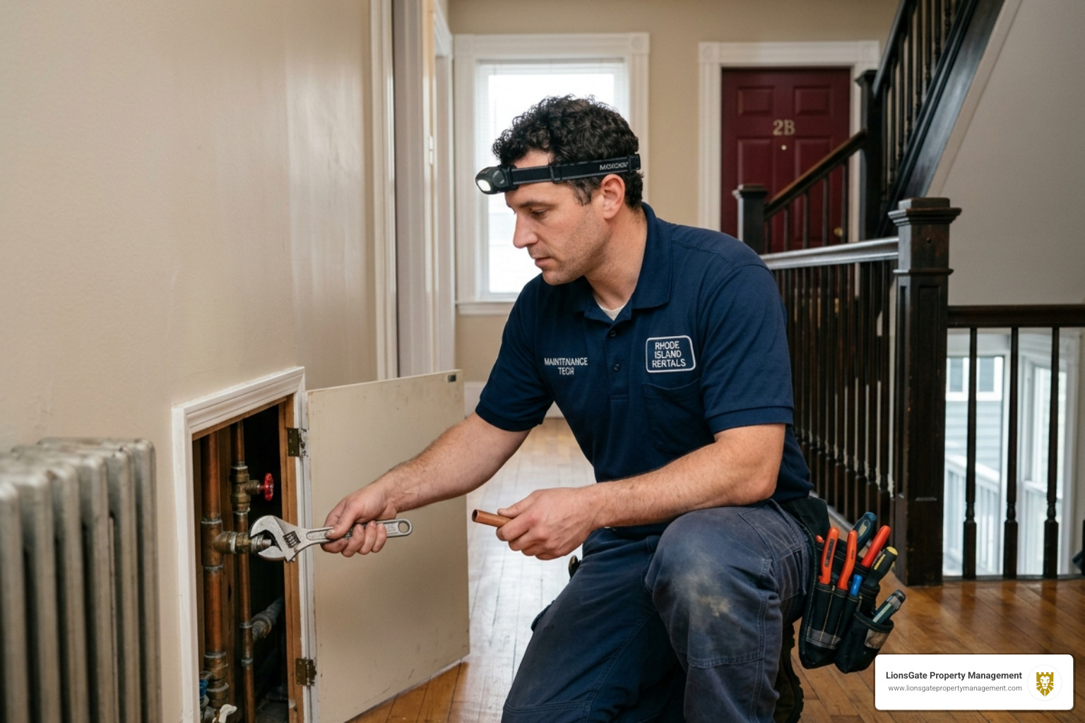 Maintenance professional performing proactive repairs on a Rhode Island rental property - Property Management Rhode Island