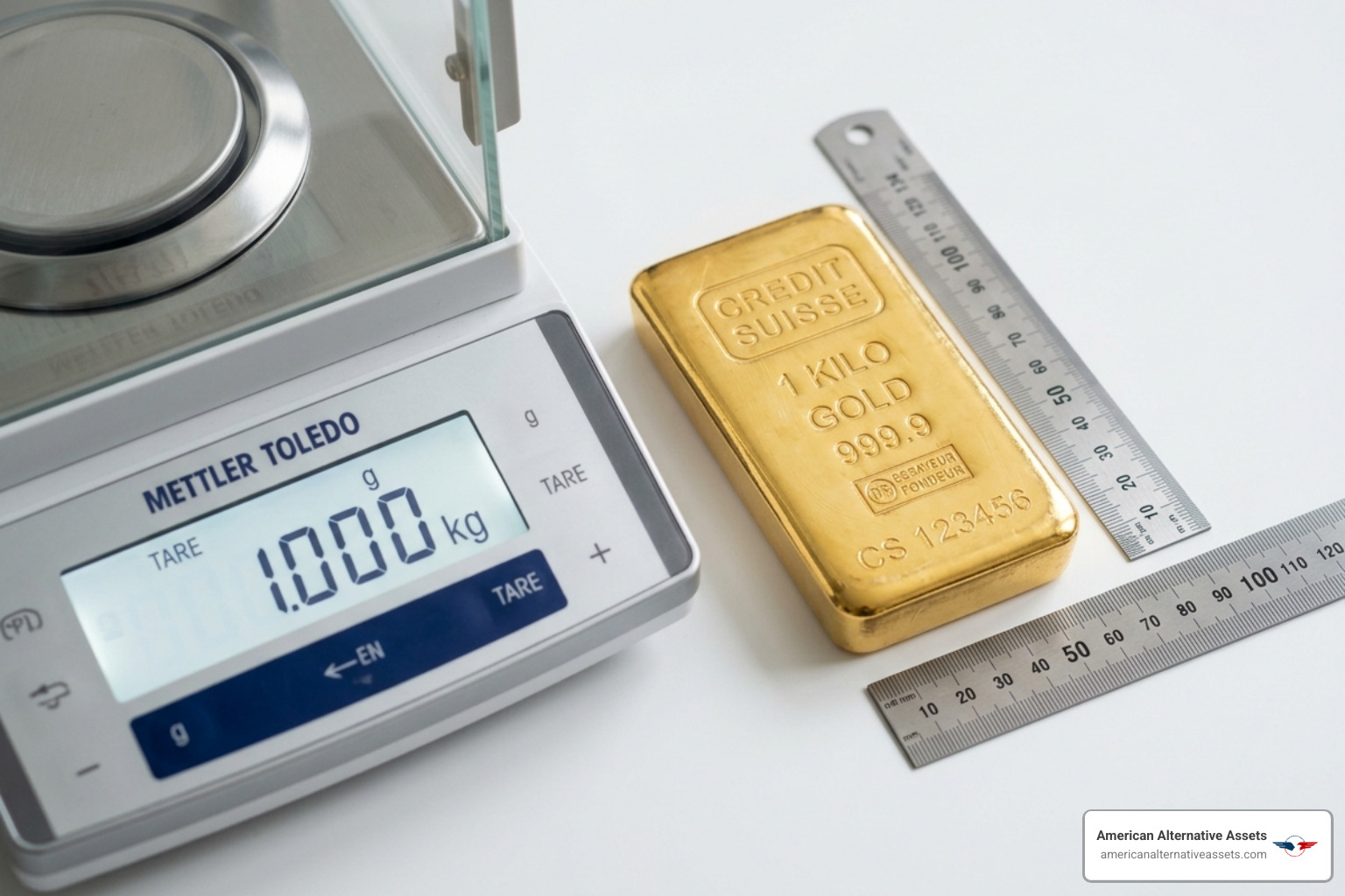 Dimensions and weight of a 1,000 gram gold bar - kilo gold bars