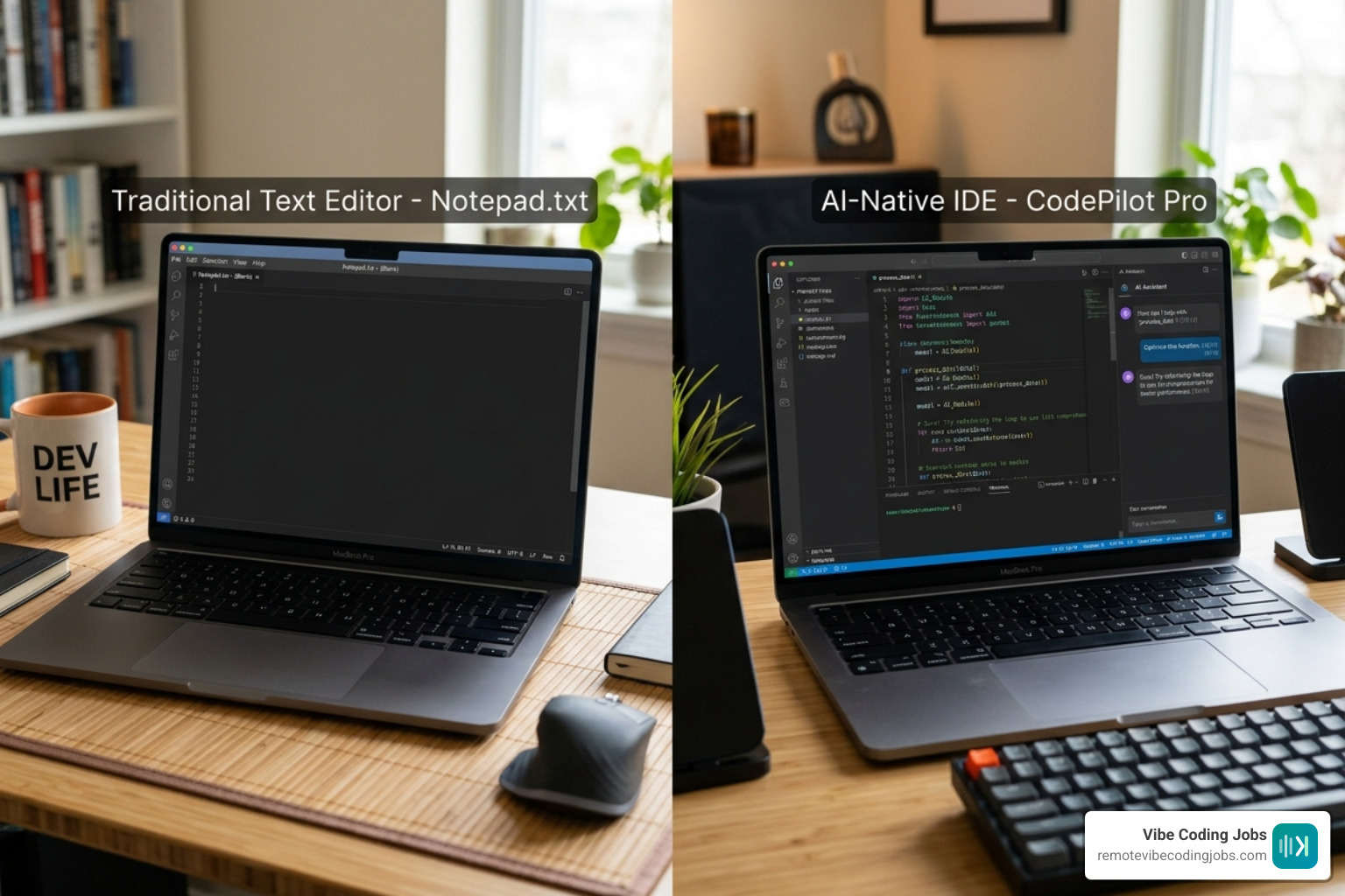 Comparing a blank text editor to an AI-native IDE with a sidebar chat - best way to learn vibe coding