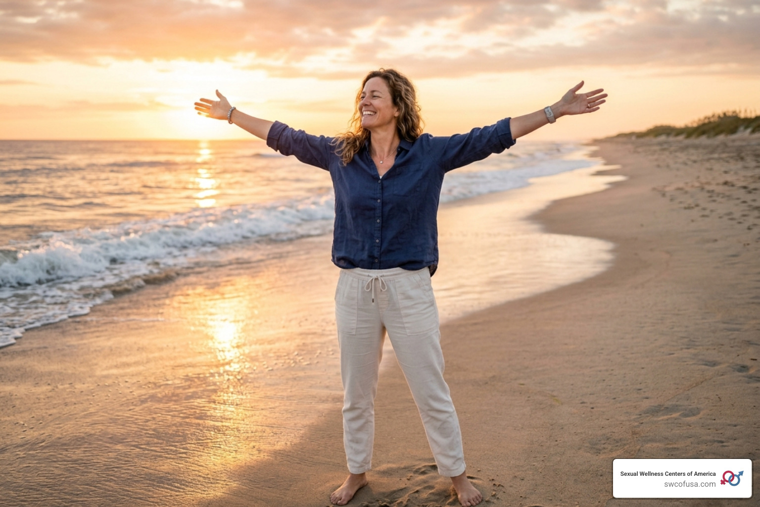 woman in her 40s enjoying a sunrise - sexual wellness for women