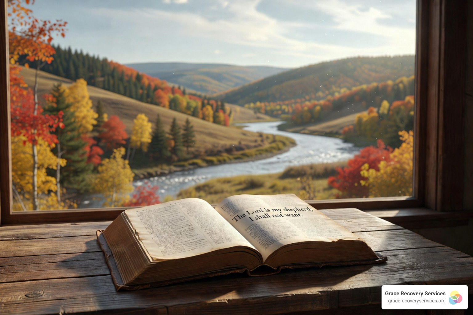 An open Bible on a wooden table, symbolizing a spiritual foundation for healing - trauma healing bible verses An open Bible on a wooden table, symbolizing a spiritual foundation for healing - trauma healing bible verses