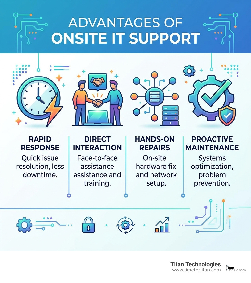 Checklist or icons representing different IT services - Onsite IT support Checklist or icons representing different IT services - Onsite IT support
