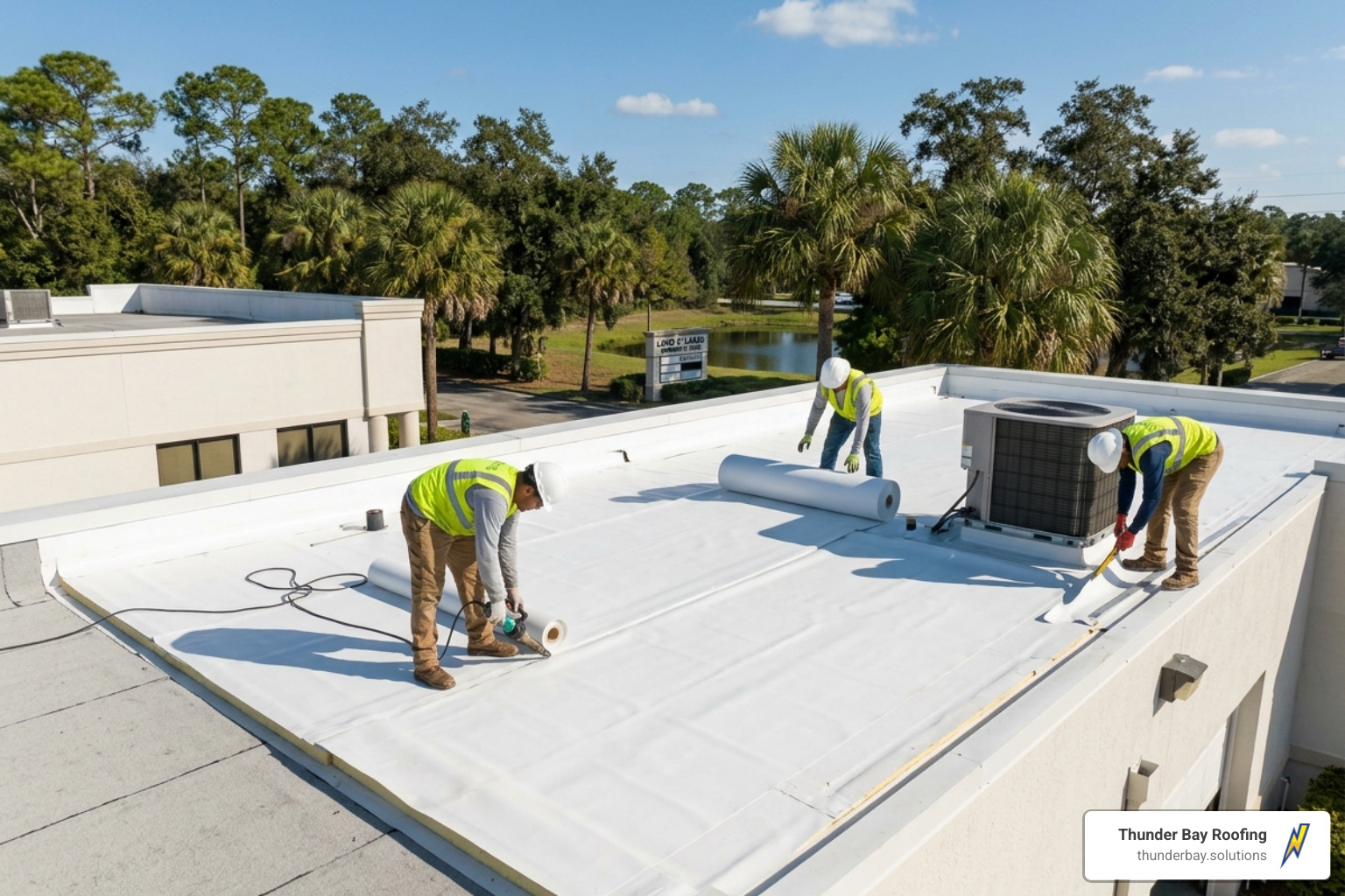 TPO membrane installation on a commercial building in Land O Lakes TPO membrane installation on a commercial building in Land O Lakes