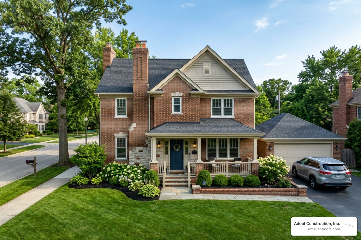 residential home in a Chicago suburb with a new asphalt roof residential home in a Chicago suburb with a new asphalt roof
