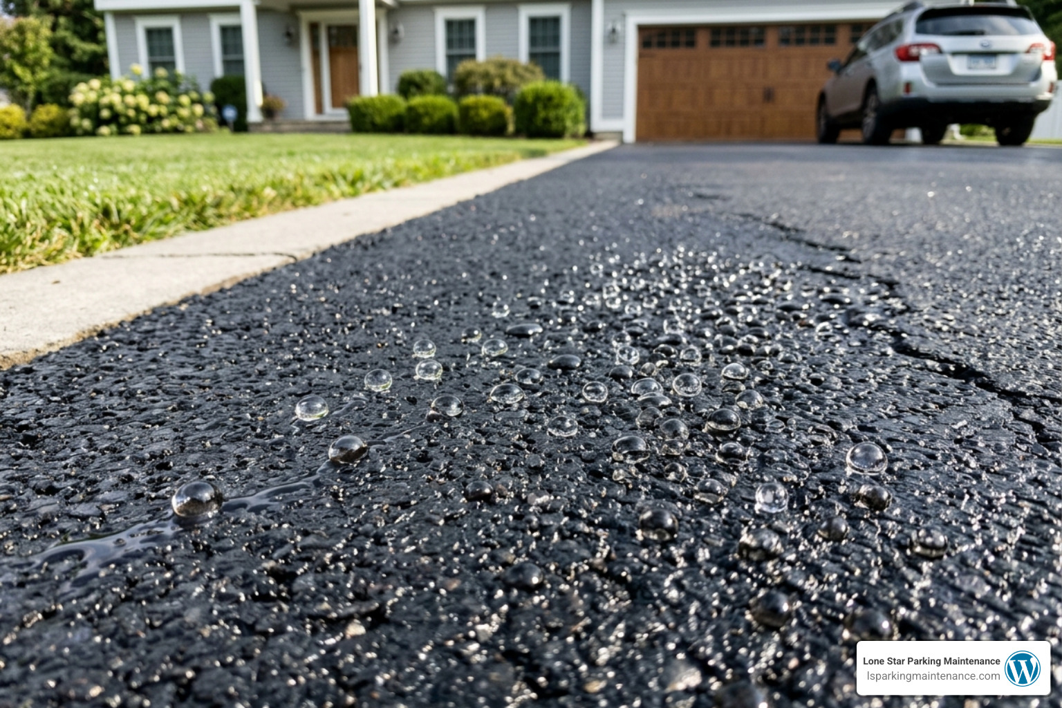 water beading on a sealed asphalt surface water beading on a sealed asphalt surface