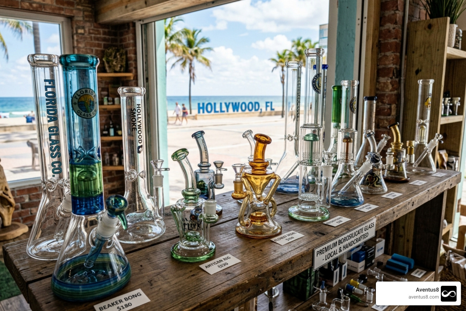 Collection of high-quality borosilicate glass bongs and dab rigs in Hollywood FL Collection of high-quality borosilicate glass bongs and dab rigs in Hollywood FL