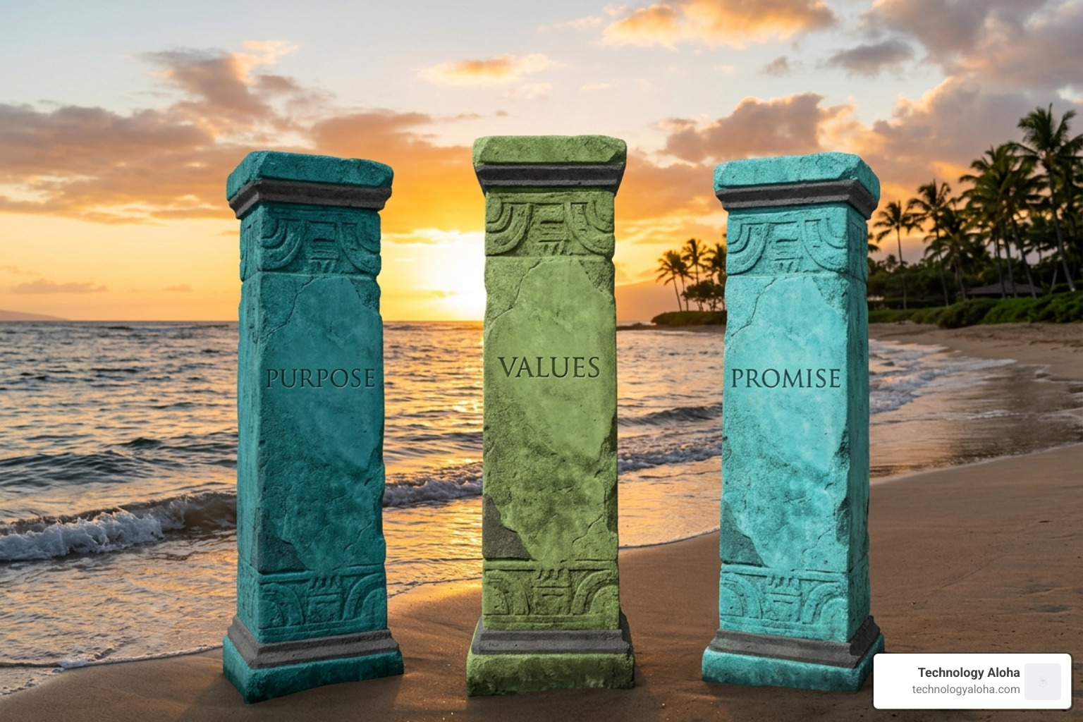 Brand pillars showing purpose, values, and promise Brand pillars showing purpose, values, and promise